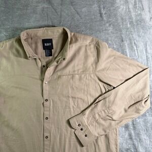 5.11 Tactical Shirt Long Sleeve Button Up Work Utility Outdoor Beige Large